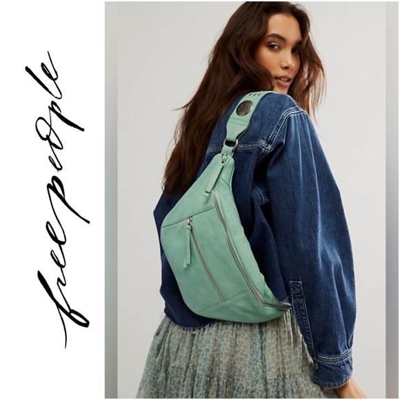 FREE PEOPLE Wilder Embellished Sling Bag NWOT in light green $98 - Picture 14 of 14